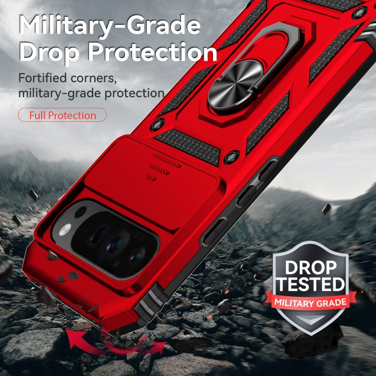 For Google Pixel 9 Pro Sliding Camshield Holder Phone Case(Red)