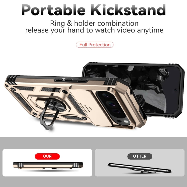 For Google Pixel 9 Pro Sliding Camshield Holder Phone Case(Gold)