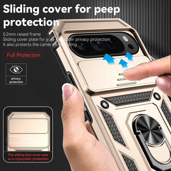 For Google Pixel 9 Pro Sliding Camshield Holder Phone Case(Gold)