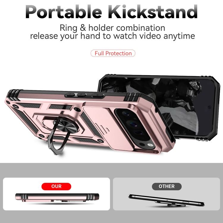 For Google Pixel 9 Pro Sliding Camshield Holder Phone Case(Rose Gold)