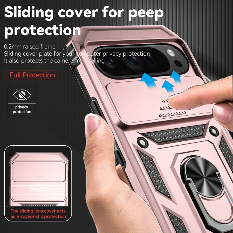 For Google Pixel 9 Pro Sliding Camshield Holder Phone Case(Rose Gold)