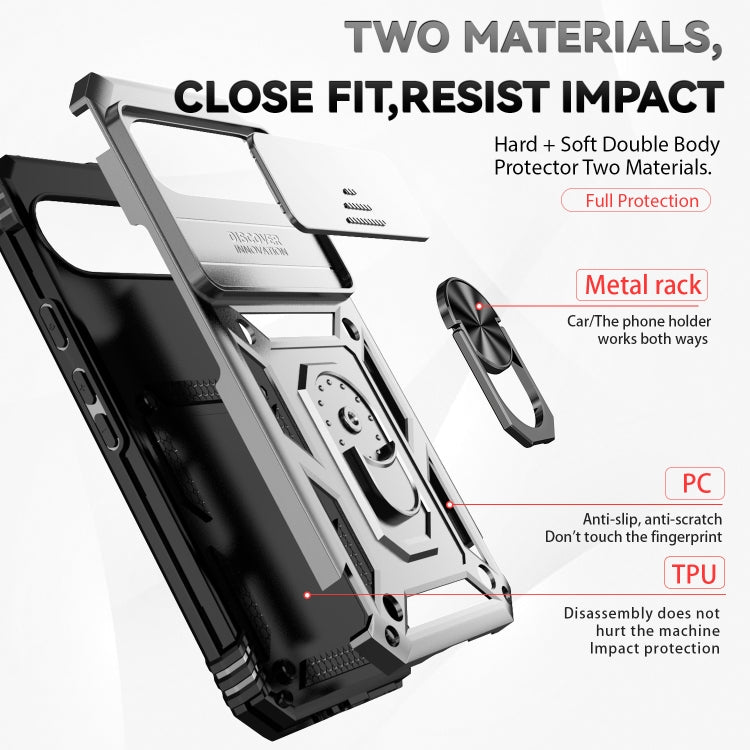 For Google Pixel 9 Pro Sliding Camshield Holder Phone Case(Silver)