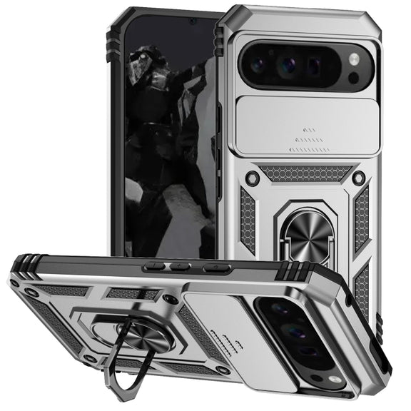 For Google Pixel 9 Pro Sliding Camshield Holder Phone Case(Silver)
