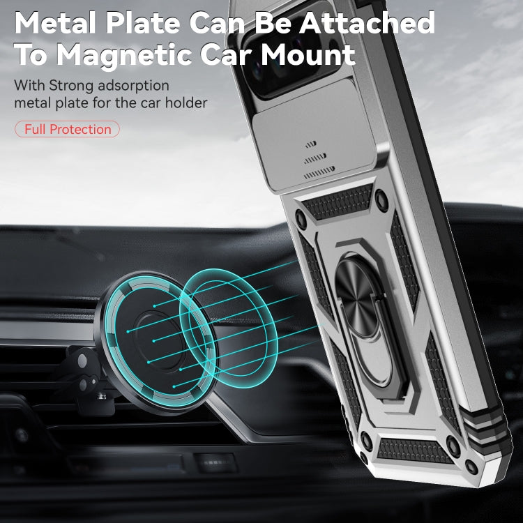 For Google Pixel 9 Pro Sliding Camshield Holder Phone Case(Silver)