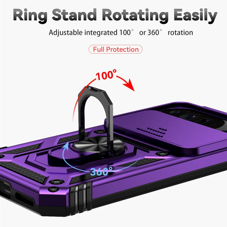 For Google Pixel 9 Pro Sliding Camshield Holder Phone Case(Purple)