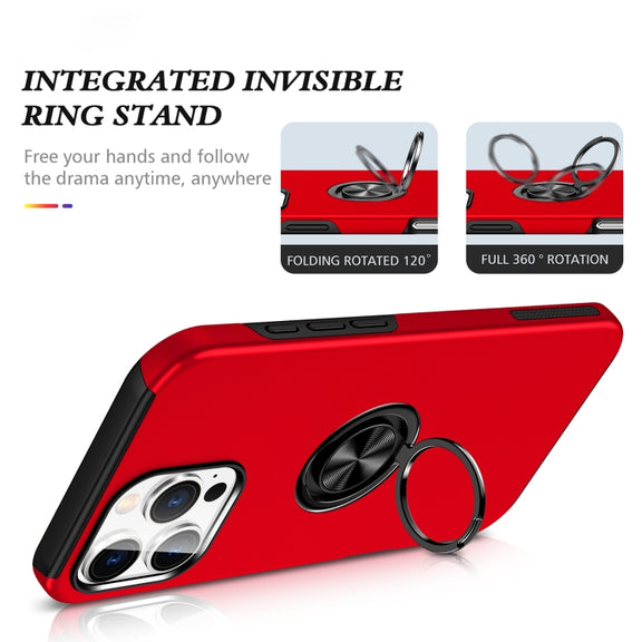 For iPhone 16 Magnetic Ring Holder Phone Case(Red)