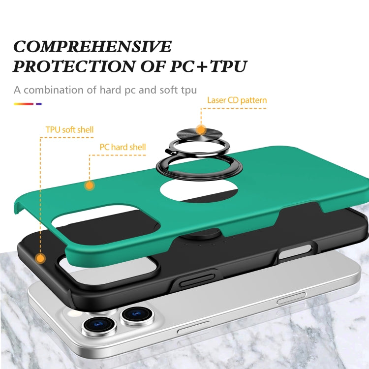 For iPhone 16 Magnetic Ring Holder Phone Case(Dark Green)