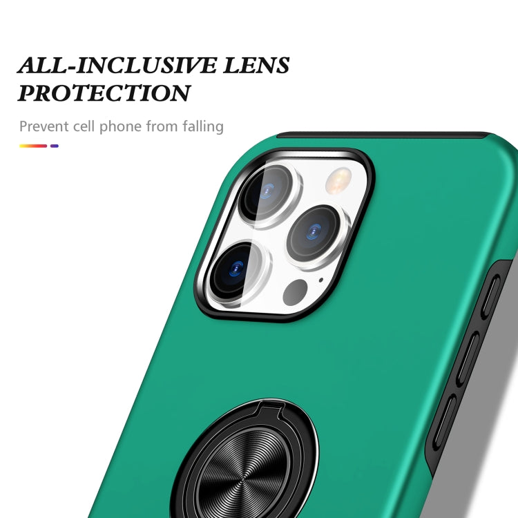 For iPhone 16 Magnetic Ring Holder Phone Case(Dark Green)