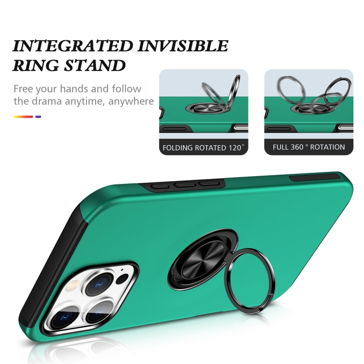 For iPhone 16 Magnetic Ring Holder Phone Case(Dark Green)