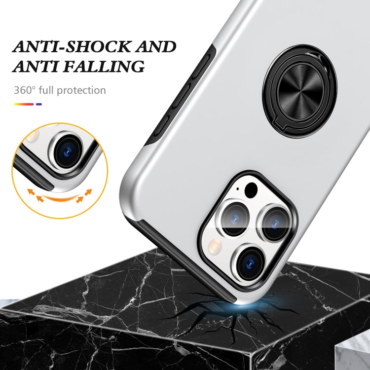 For iPhone 16 Magnetic Ring Holder Phone Case(Silver)