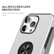 For iPhone 16 Magnetic Ring Holder Phone Case(Silver)