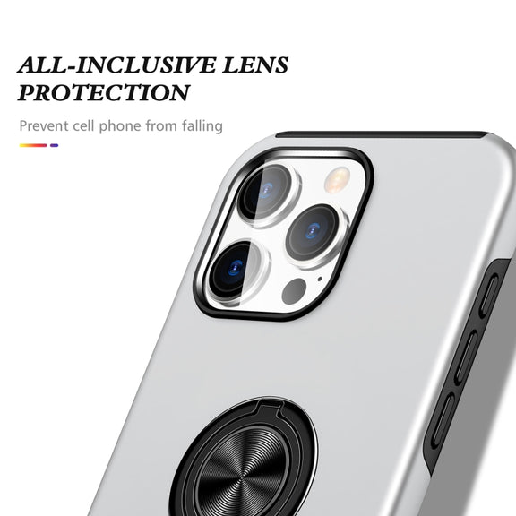 For iPhone 16 Magnetic Ring Holder Phone Case(Silver)