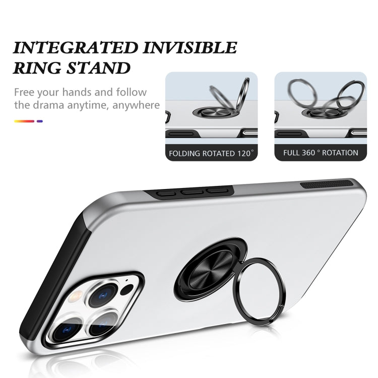 For iPhone 16 Magnetic Ring Holder Phone Case(Silver)