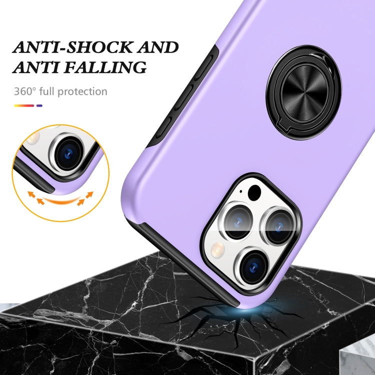 For iPhone 16 Magnetic Ring Holder Phone Case(Purple)