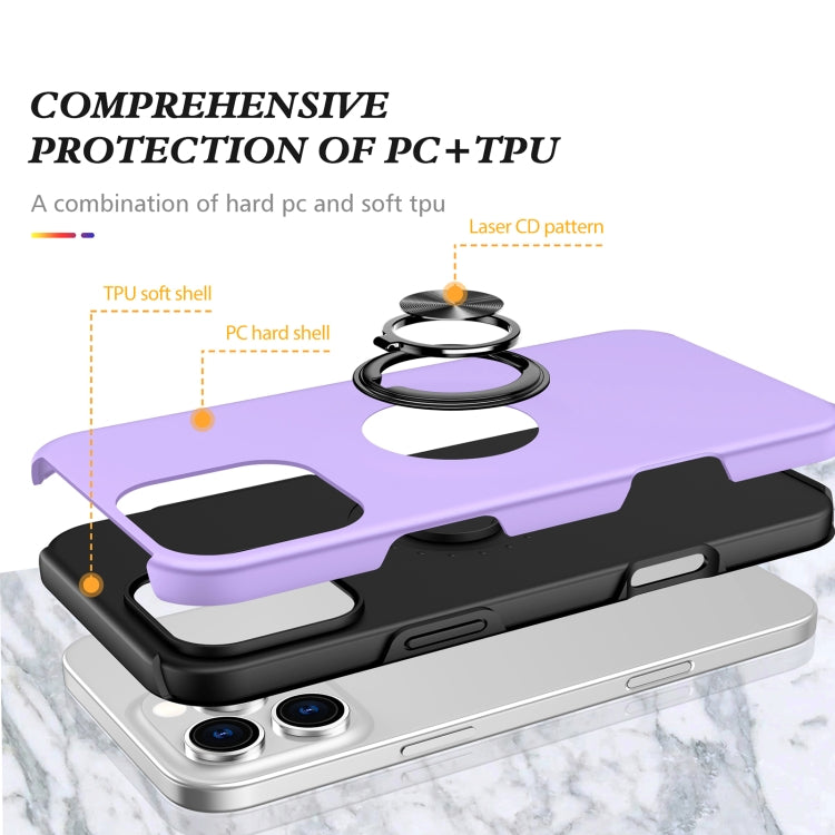 For iPhone 16 Magnetic Ring Holder Phone Case(Purple)