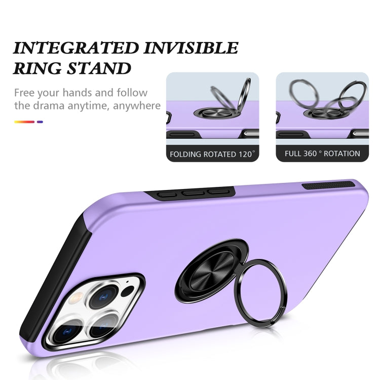 For iPhone 16 Magnetic Ring Holder Phone Case(Purple)