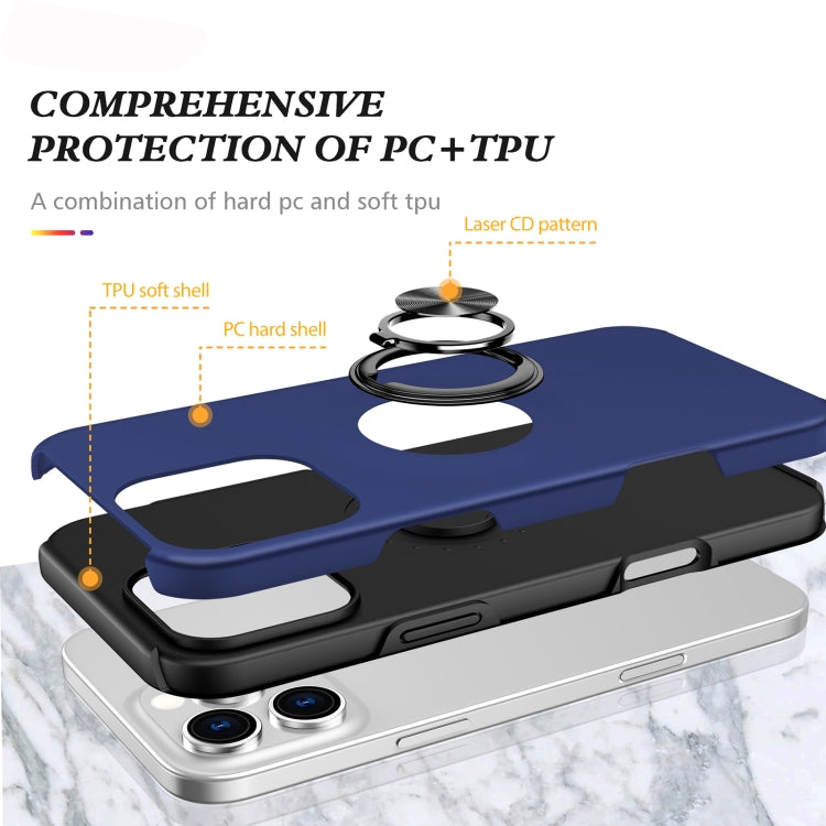 For iPhone 16 Plus Magnetic Ring Holder Phone Case(Navy Blue)