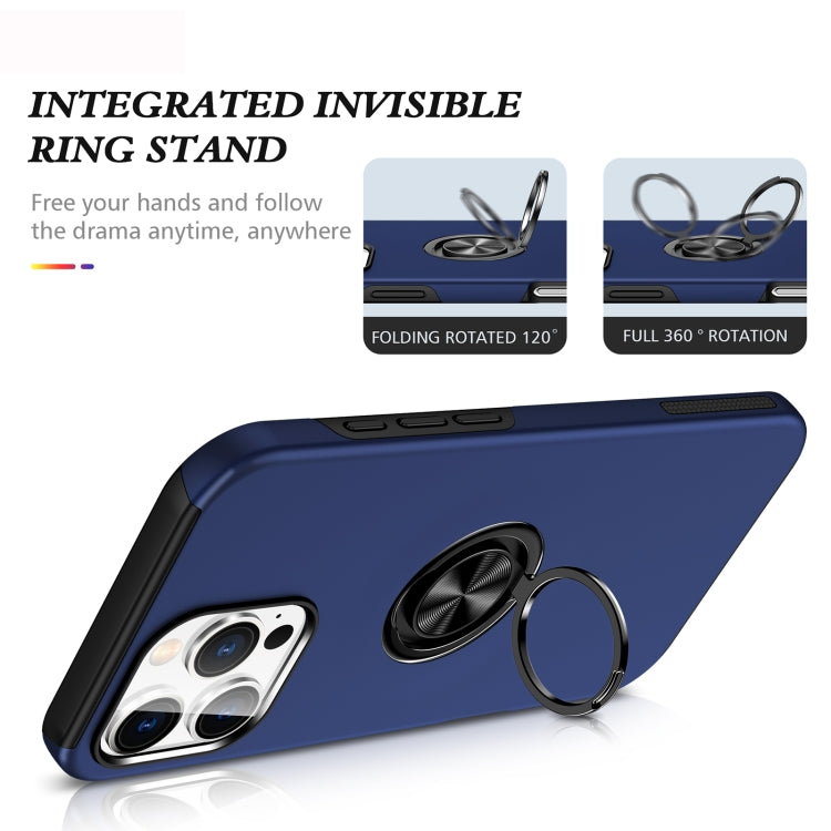 For iPhone 16 Plus Magnetic Ring Holder Phone Case(Navy Blue)