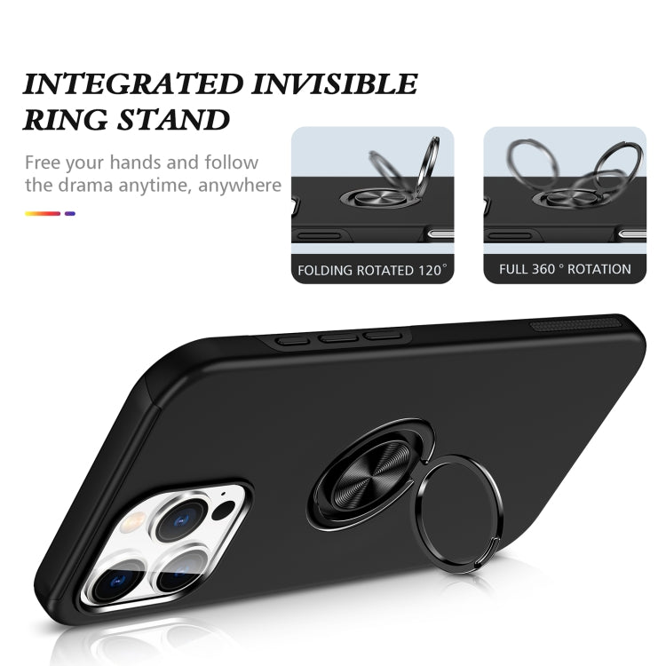 For iPhone 16 Plus Magnetic Ring Holder Phone Case(Black)