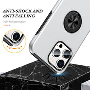 For iPhone 16 Plus Magnetic Ring Holder Phone Case(Silver)