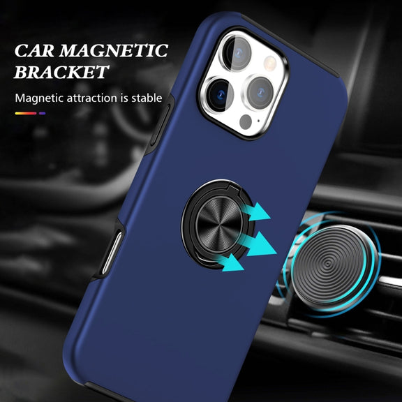 For iPhone 16 Pro Magnetic Ring Holder Phone Case(Navy Blue)