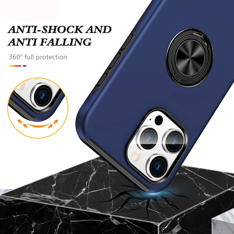 For iPhone 16 Pro Magnetic Ring Holder Phone Case(Navy Blue)