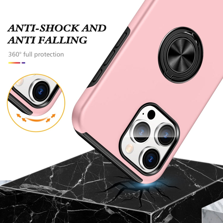 For iPhone 16 Pro Magnetic Ring Holder Phone Case(Rose Gold)