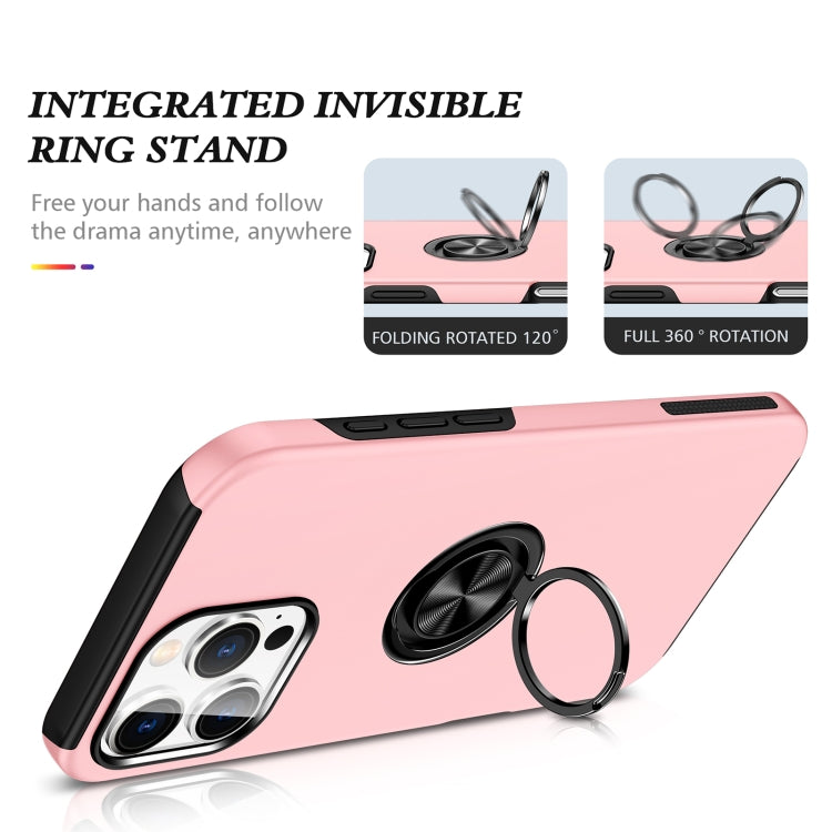 For iPhone 16 Pro Magnetic Ring Holder Phone Case(Rose Gold)