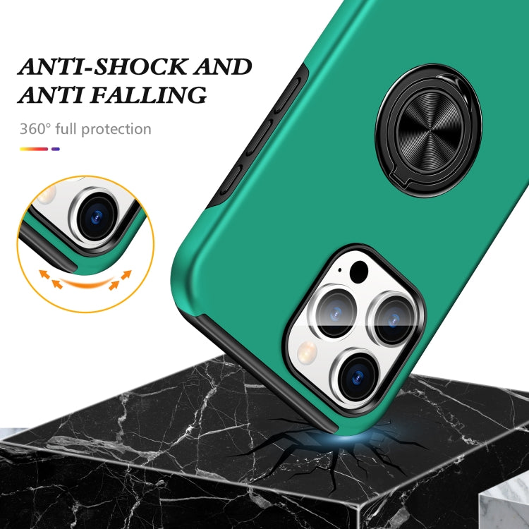 For iPhone 16 Pro Magnetic Ring Holder Phone Case(Dark Green)