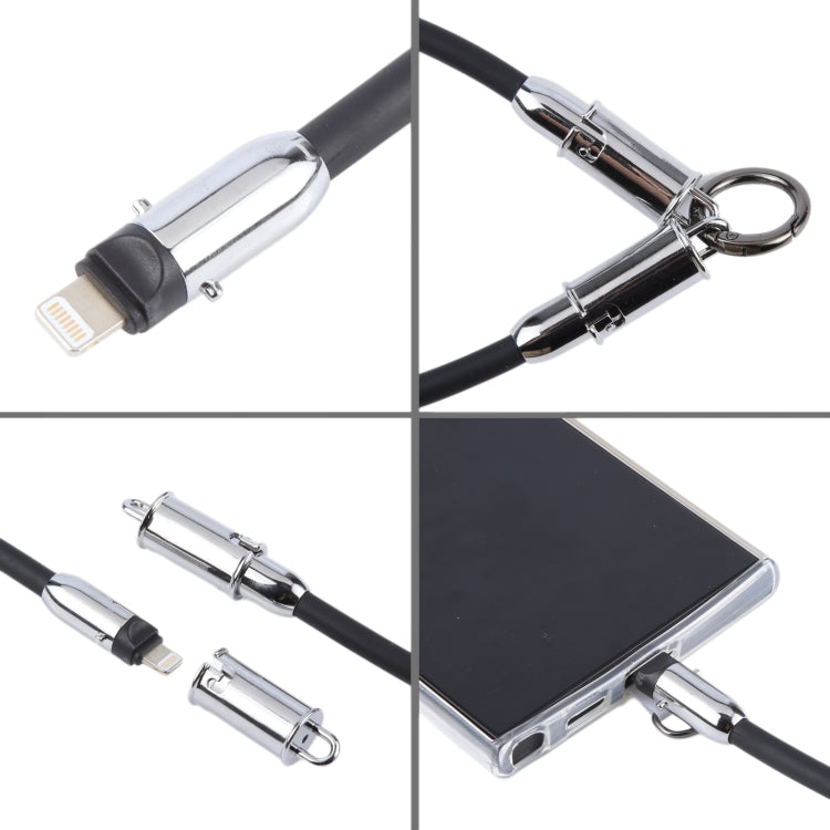 USB-C / Type-C to 8 Pin Data Cable Phone Anti-lost Short Lanyard, Length: 30cm(Green Braid)