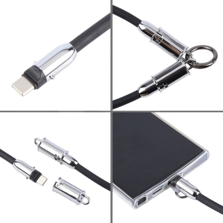 USB-C / Type-C to Type-C Data Cable Phone Anti-lost Short Lanyard, Length: 30cm(Grey Braid)