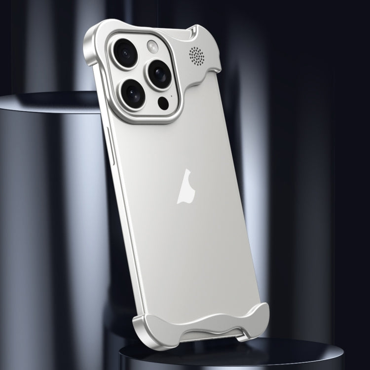 For iPhone 16 Aromatherapy Alloy Frameless Phone Case(Silver)