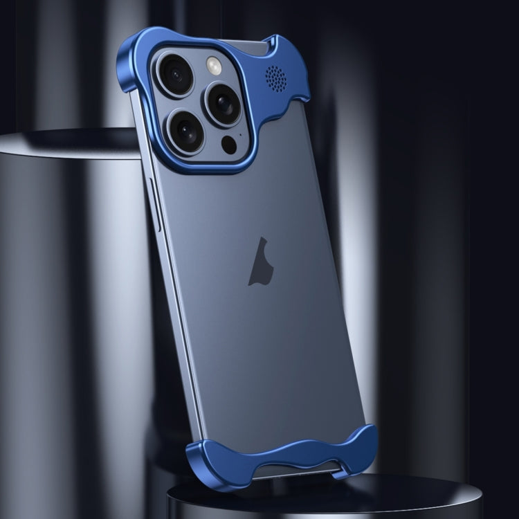 For iPhone 16 Pro Max Aromatherapy Alloy Frameless Phone Case(Blue)