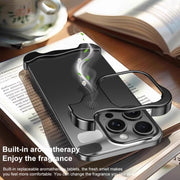 For iPhone 15 Pro Max Aromatherapy Alloy Frameless Phone Case(Blue)