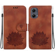 For Motorola Edge 2024 Lotus Embossed Leather Phone Case(Brown) - Motorola Cases by PMC Jewellery | Online Shopping South Africa | PMC Jewellery | Buy Now Pay Later Mobicred