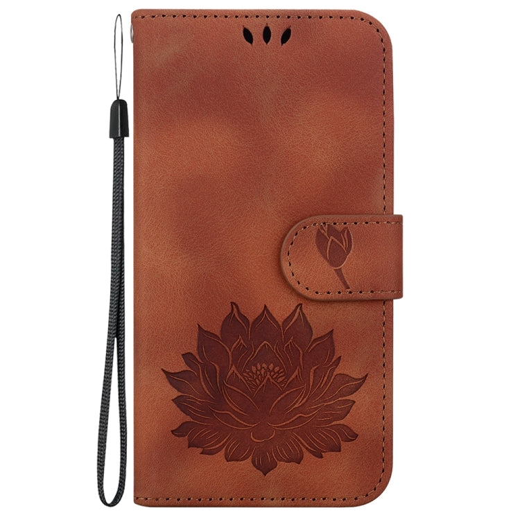 For Motorola Edge 2024 Lotus Embossed Leather Phone Case(Brown)
