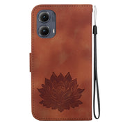 For Motorola Edge 2024 Lotus Embossed Leather Phone Case(Brown)