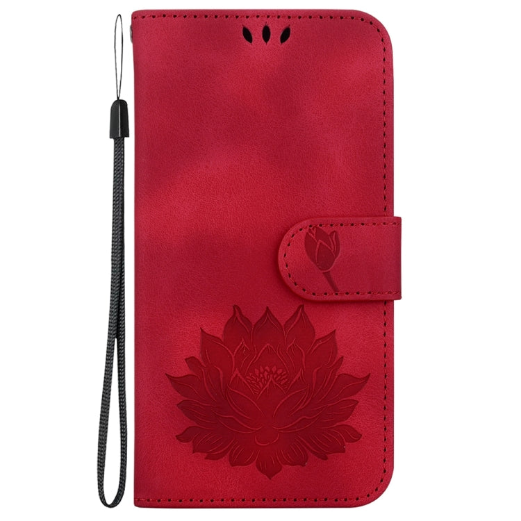 For Motorola Edge 2024 Lotus Embossed Leather Phone Case(Red)