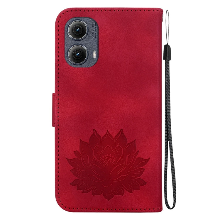 For Motorola Edge 2024 Lotus Embossed Leather Phone Case(Red)