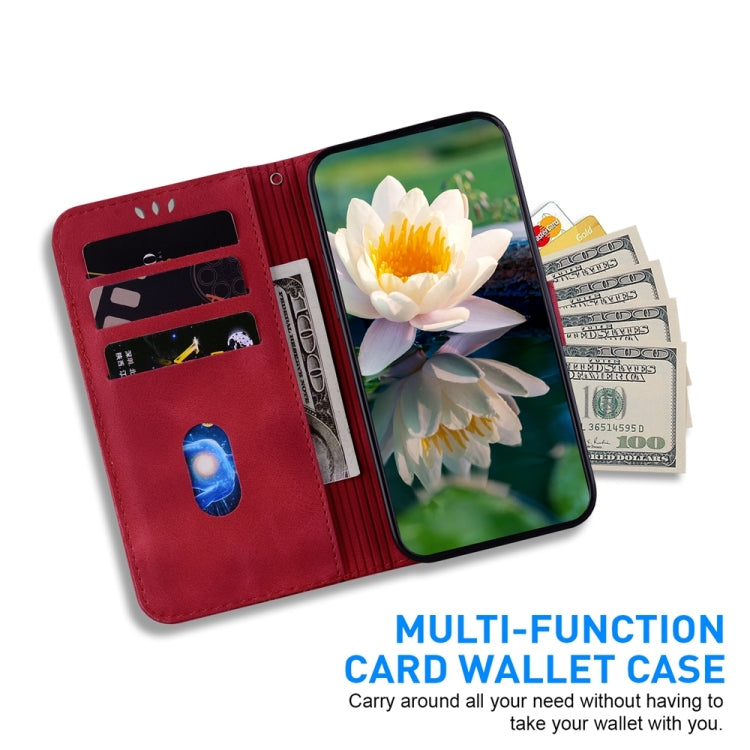 For Motorola Edge 2024 Lotus Embossed Leather Phone Case(Red)