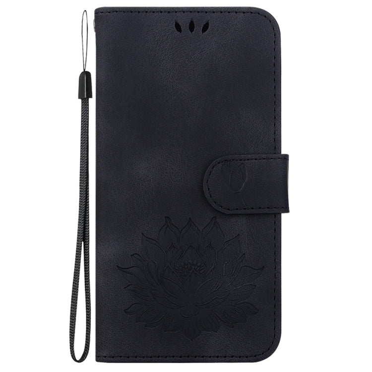 For Motorola Edge 2024 Lotus Embossed Leather Phone Case(Black)