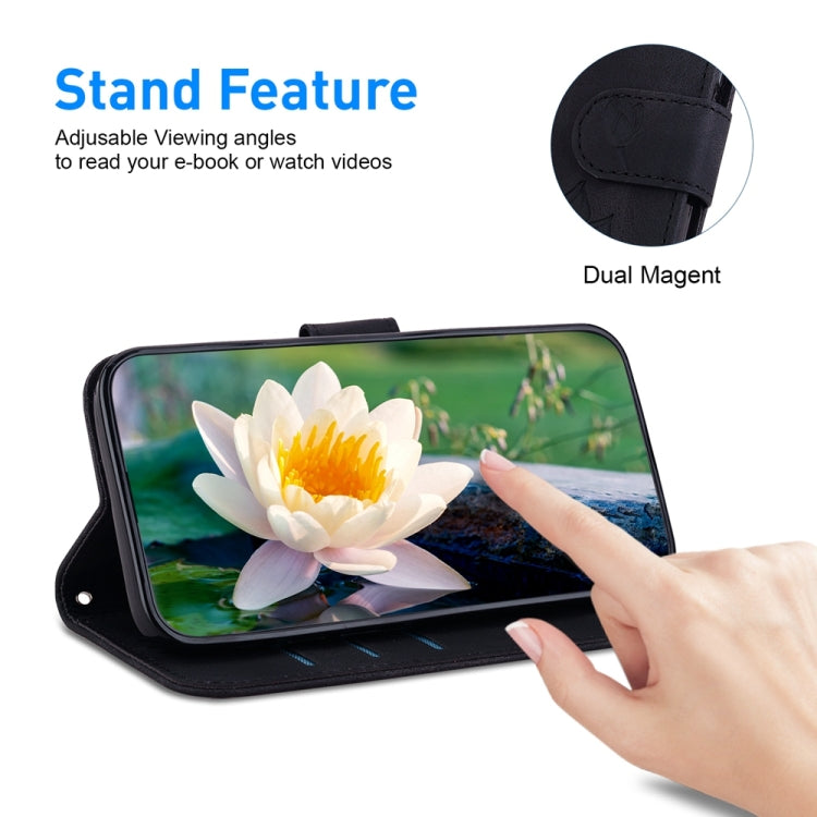 For Motorola Edge 2024 Lotus Embossed Leather Phone Case(Black)