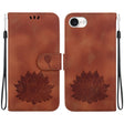 For iPhone 16e Lotus Embossed Leather Phone Case(Brown) - iPhone 16e Cases by PMC TechLife | Online Shopping South Africa | PMC TechLife | Buy Now Pay Later Mobicred