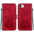 For iPhone 16e Lotus Embossed Leather Phone Case(Red) - iPhone 16e Cases by PMC TechLife | Online Shopping South Africa | PMC TechLife | Buy Now Pay Later Mobicred