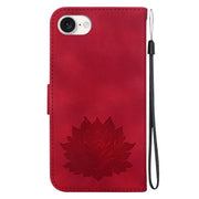 For iPhone 16e Lotus Embossed Leather Phone Case(Red)