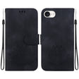 For iPhone 16e Lotus Embossed Leather Phone Case(Black) - iPhone 16e Cases by PMC TechLife | Online Shopping South Africa | PMC TechLife | Buy Now Pay Later Mobicred