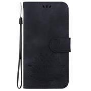 For iPhone 16e Lotus Embossed Leather Phone Case(Black)