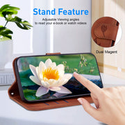 For iPhone 16 Pro Max Lotus Embossed Leather Phone Case(Brown)