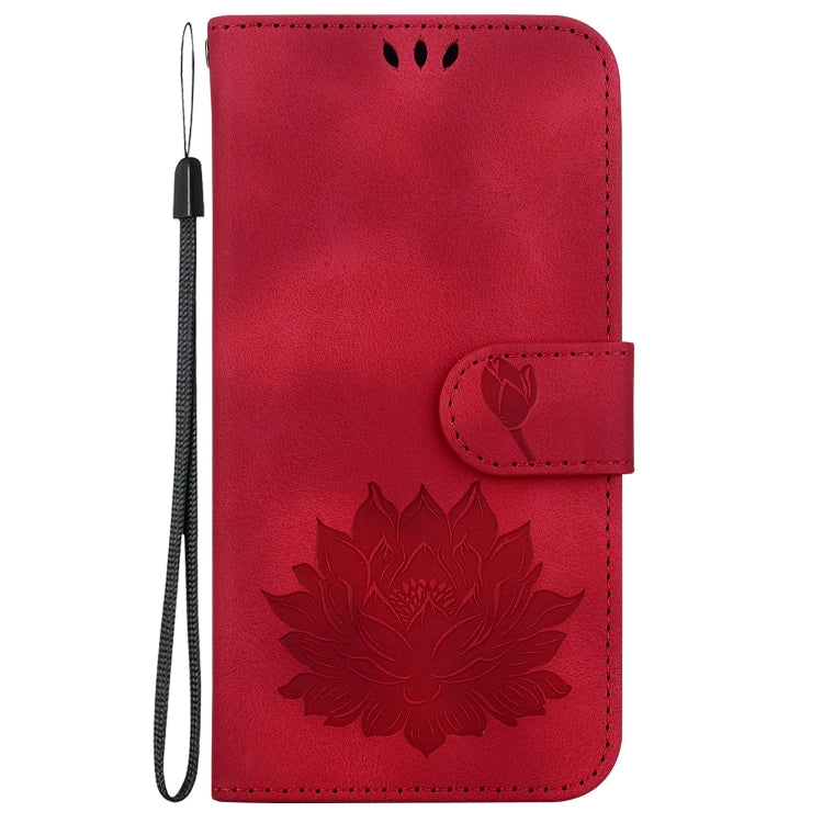 For iPhone 16 Pro Lotus Embossed Leather Phone Case(Red)