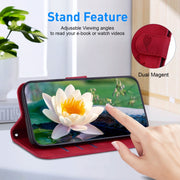 For iPhone 16 Pro Lotus Embossed Leather Phone Case(Red)